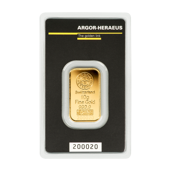 10g Goldbarren 10 Gramm 999,9 ARGOR-HERAEUS